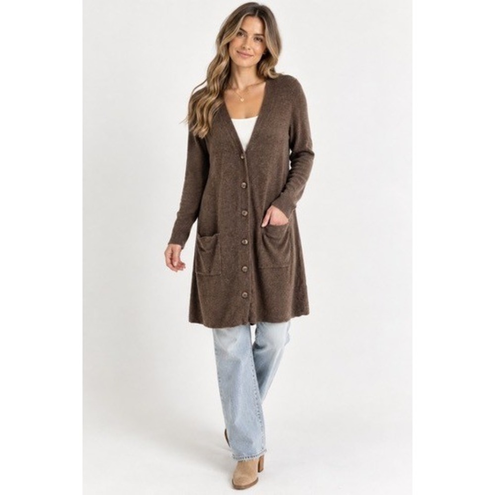 Banana Republic Womens Brown Longline Button Front Cardigan Sweater Size S